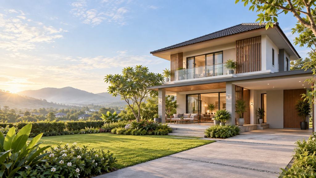 บ้านเดี่ยวโมเดิร์นพร้อมสวน สำหรับค้นหาบ้านบน FindHome